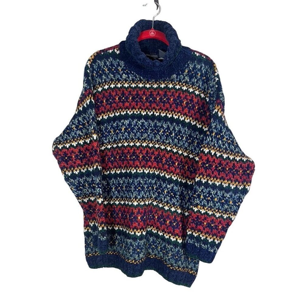 Liz Wear Sweater Women S Red Fair Isle Nordic Festive Chunky Striped Preppy 80s